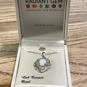 Real Opal pendant with sterling silver and silver necklace new in gift box